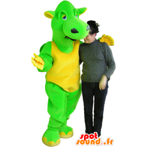 Verde e giallo drago mascotte, gigante e divertente - MASFR032457 - Mascotte drago