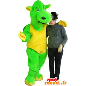 Grøn og gul drage maskot, kæmpe og sjov - Dragon maskot - MASFR032457 - SpotSound.fr