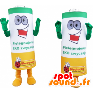 Batterie mascotte verde, giallo e bianco - MASFR032458 - Mascotte di oggetti