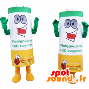 Mascottes batterijen groen, geel en wit - MASFR032458 - mascottes objecten