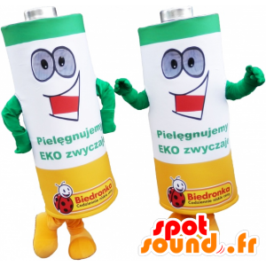 Batterie mascotte verde, giallo e bianco - MASFR032458 - Mascotte di oggetti