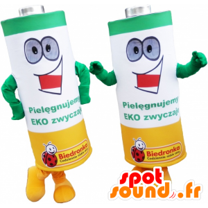 Batterien Mascots grün, gelb und weiß - MASFR032458 - Maskottchen von Objekten