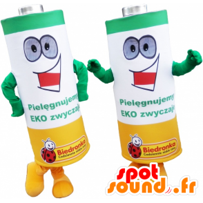 Mascottes batterijen groen, geel en wit - MASFR032458 - mascottes objecten