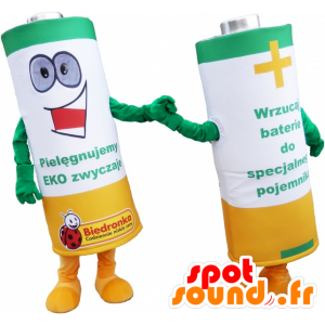 Batterie mascotte verde, giallo e bianco - MASFR032458 - Mascotte di oggetti