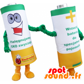 Batterien Mascots grün, gelb und weiß - MASFR032458 - Maskottchen von Objekten