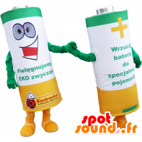 Mascottes batterijen groen, geel en wit - MASFR032458 - mascottes objecten