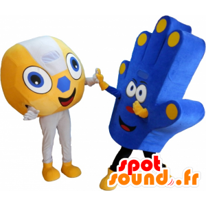 2 supporter maskotter, en bold og en supporter hånd - Sportsmaskot - MASFR032461 - SpotSound.fr