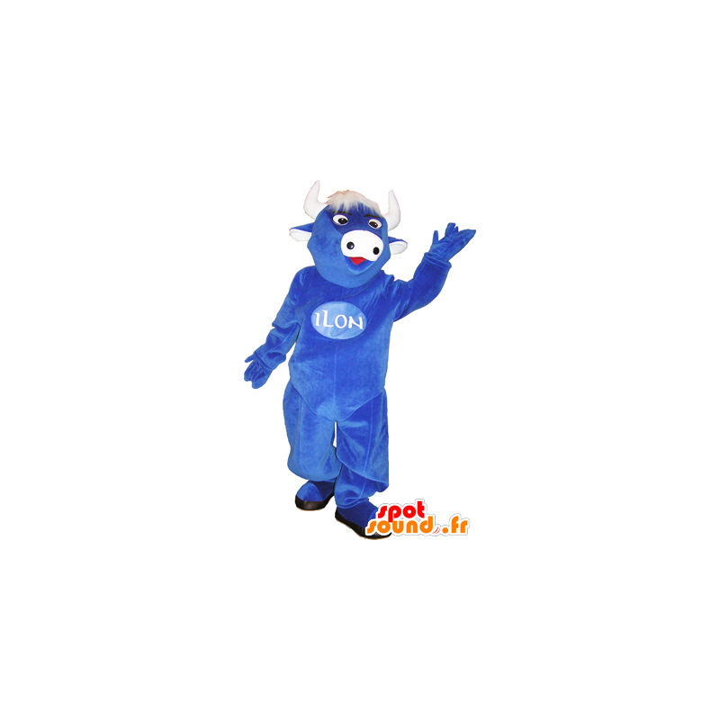 Mascot blå ku med hvitt hår og horn - MASFR032462 - Cow Maskoter