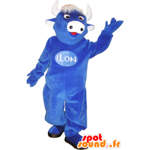 Blå ko maskot med hvidt hår og horn - Ko-maskotter - MASFR032462 - SpotSound.fr