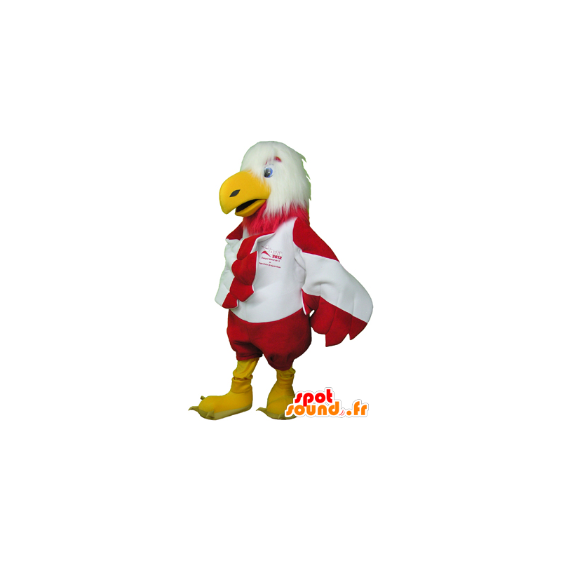 Mascot águia branca e vermelha, peludo e divertido - MASFR032463 - aves mascote