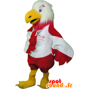 Hvid og rød ørn maskot, behåret og meget sjov - Fuglemaskotter - MASFR032463 - SpotSound.fr