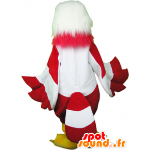 Hvid og rød ørn maskot, behåret og meget sjov - Fuglemaskotter - MASFR032463 - SpotSound.fr