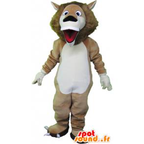 Meget sjov beige og hvid løve maskot - Lion maskotter - MASFR032466 - SpotSound.fr