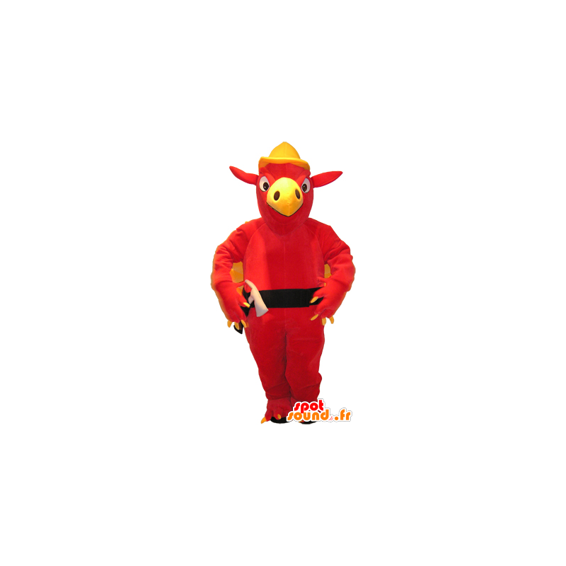Mascotte d'oiseau, de vautour rouge en tenue de bricoleur - MASFR032467 - Mascotte d'oiseaux