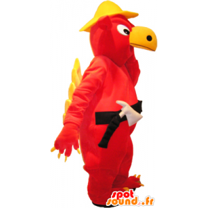 Mascotte d'oiseau, de vautour rouge en tenue de bricoleur - MASFR032467 - Mascotte d'oiseaux