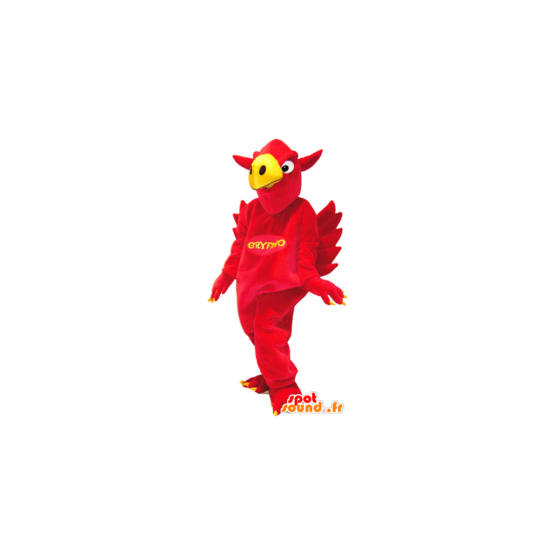 Mascotte rood en geel griffin met vleugels op de rug - MASFR032468 - uitgestorven dieren Mascottes