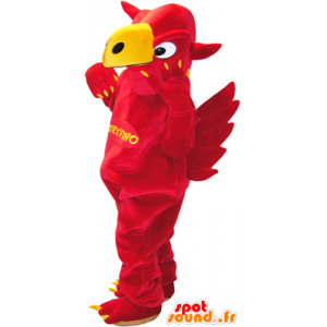 Mascot grifone rosso e giallo con le ali nella parte posteriore - MASFR032468 - Mascotte animale mancante