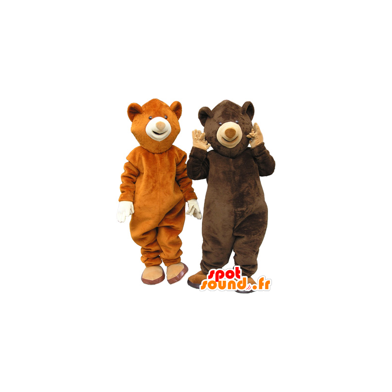 2 Bär Maskottchen, ein Braunbär und ein Braunbär - MASFR032469 - Bär Maskottchen