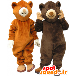 2 bjørnemaskotter, en brun bjørn og en brun bjørn - Bjørnemaskotter - MASFR032469 - SpotSound.fr