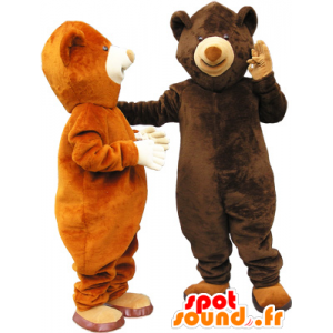 2 Bear mascots, a brown bear and a brown bear - MASFR032469 - Bear mascot