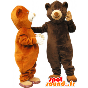 2 Bear mascottes, een bruine beer en een bruine beer - MASFR032469 - Bear Mascot