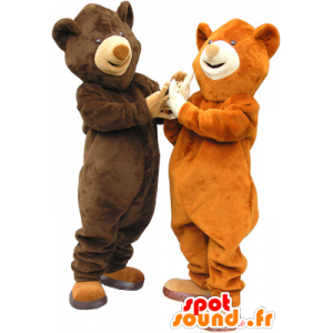 2 Bär Maskottchen, ein Braunbär und ein Braunbär - MASFR032469 - Bär Maskottchen