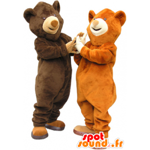 2 bjørn maskoter, en brunbjørn og en brunbjørn - MASFR032469 - bjørn Mascot
