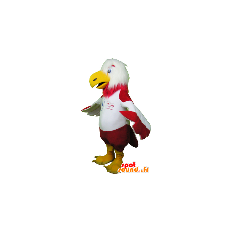Mascot of red and white eagle in sportswear - MASFR032471 - Sports mascot