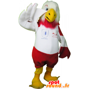 Maskot rød og hvit ørn i sportsklær - MASFR032471 - sport maskot