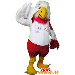 Mascotte d'aigle rouge et blanc en tenue de sport - MASFR032471 - Mascotte sportives