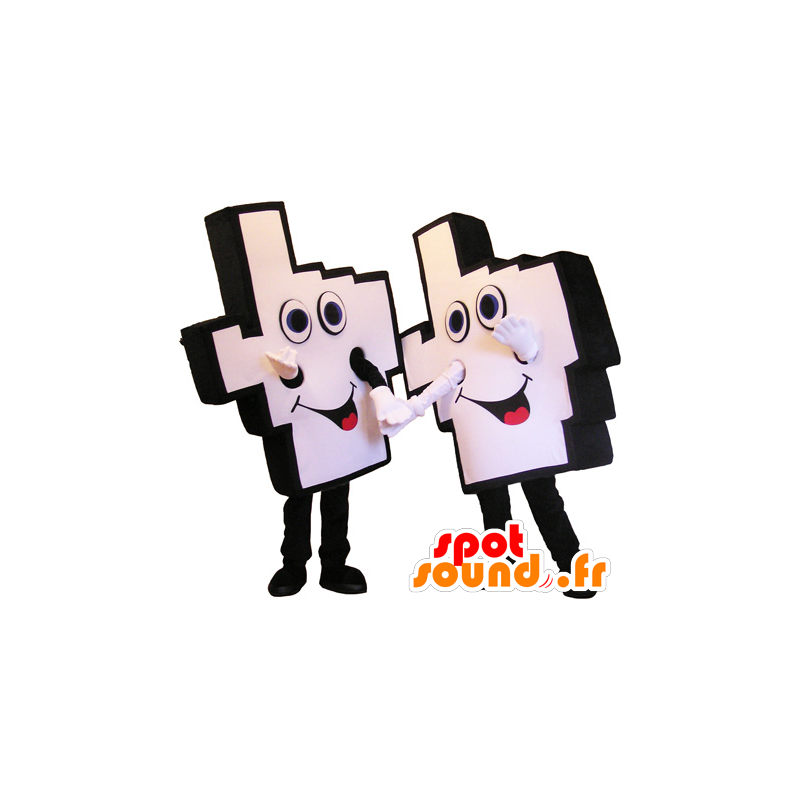 2 mascots Hände von schwarzen und weißen Unterstützer - MASFR032473 - Sport-Maskottchen