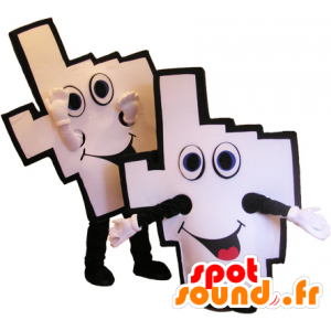 2 mascotas manos de partidarios en blanco y negro - MASFR032473 - Mascota de deportes