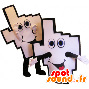 2 maskotar av vita och svarta supportrar - Spotsound maskot