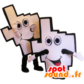 2 mascottes de mains de supporters blanches et noires - MASFR032473 - Mascotte sportives