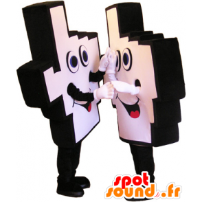 2 mascots hands of black and white supporters - MASFR032473 - Sports mascot