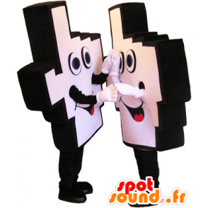 2 mascottes de mains de supporters blanches et noires - MASFR032473 - Mascotte sportives