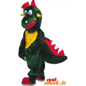 Groene draak mascotte, gele en rode reus - MASFR032476 - Dragon Mascot