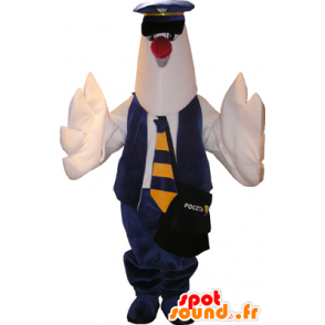 Mascotte d'oiseau blanc, de pigeon voyageur, de facteur - MASFR032477 - Mascotte d'oiseaux