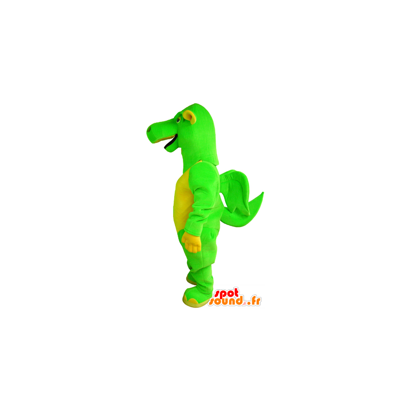 Mascotte de dragon vert et jaune avec de petites ailes - MASFR032478 - Mascotte de dragon