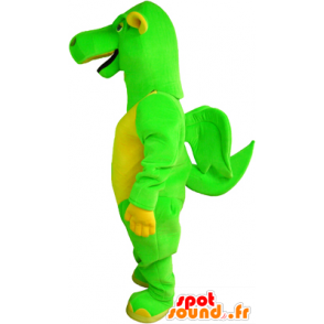 Mascotte drago verde e giallo con piccole ali - MASFR032478 - Mascotte drago