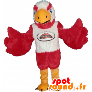 Aquila mascotte di rosso, bianco e giallo molto morbido e intimidatorio - MASFR032480 - Mascotte degli uccelli