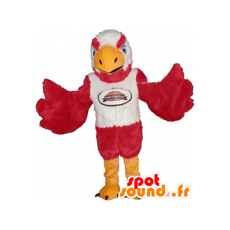 Mascot rød ørn, hvit og veldig myk gul og skremmende - MASFR032480 - Mascot fugler