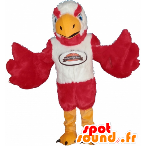 Mascot rød ørn, hvit og veldig myk gul og skremmende - MASFR032480 - Mascot fugler