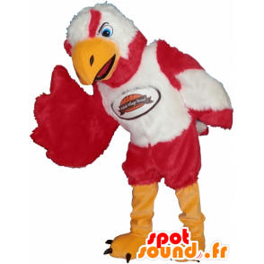 Mascot águia vermelho, branco e muito amarelo suave e intimidante - MASFR032480 - aves mascote