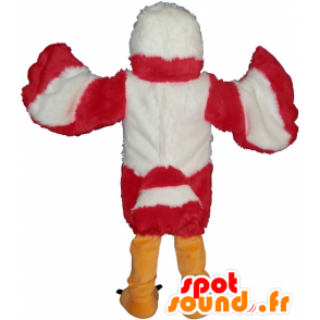 Aquila mascotte di rosso, bianco e giallo molto morbido e intimidatorio - MASFR032480 - Mascotte degli uccelli