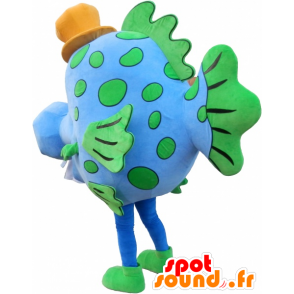 Azul y verde de la mascota de pescado con un sombrero - MASFR032483 - Peces mascotas