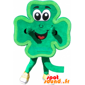 Clover mascot to 4 green leaves and smiling - MASFR032484 - Mascots of plants