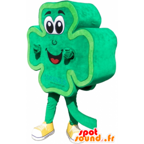 Clover mascot to 4 green leaves and smiling - MASFR032484 - Mascots of plants