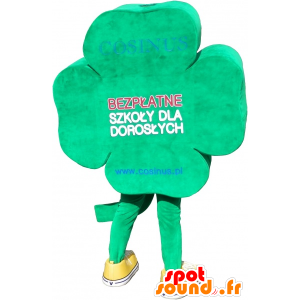 Clover mascot to 4 green leaves and smiling - MASFR032484 - Mascots of plants