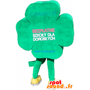 Mascotte de trèfle à 4 feuilles vert et souriant - MASFR032484 - Mascottes de plantes